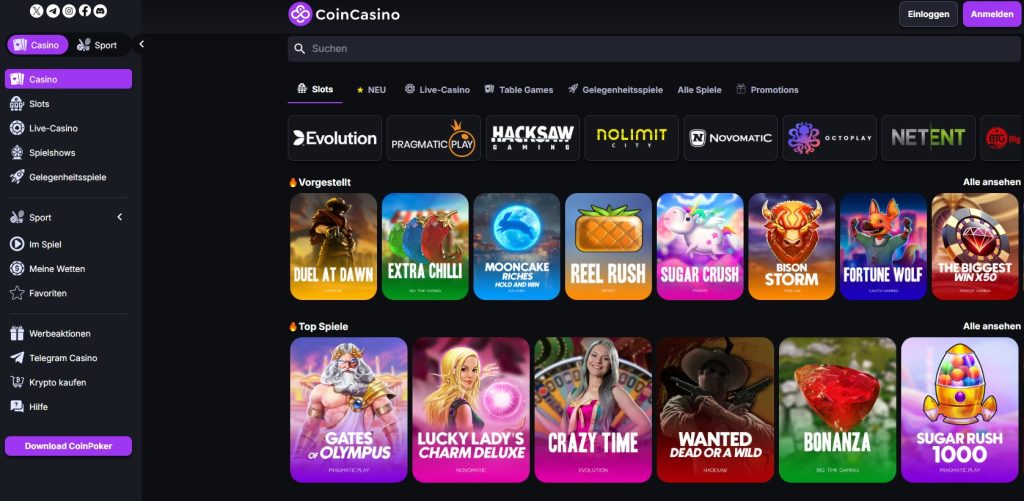 Image of the CoinCasino app available on the App Store, showcasing its vibrant design and user-friendly interface.